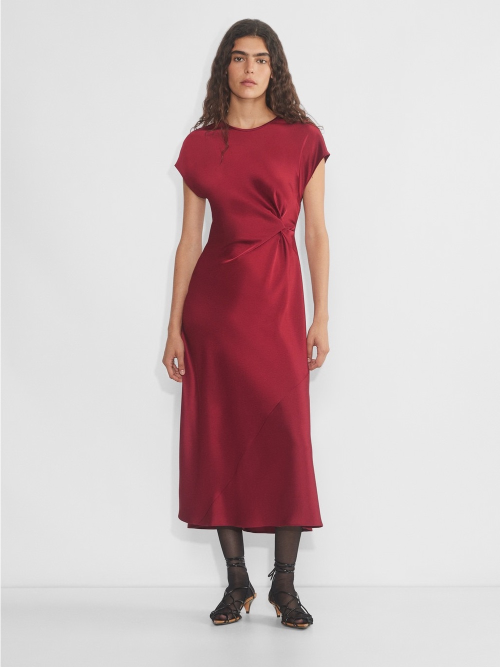 Wilfred Nicolette Dark Ruby Red Satin Maxi Dress Medium
